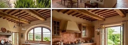 Living room with stone fireplace